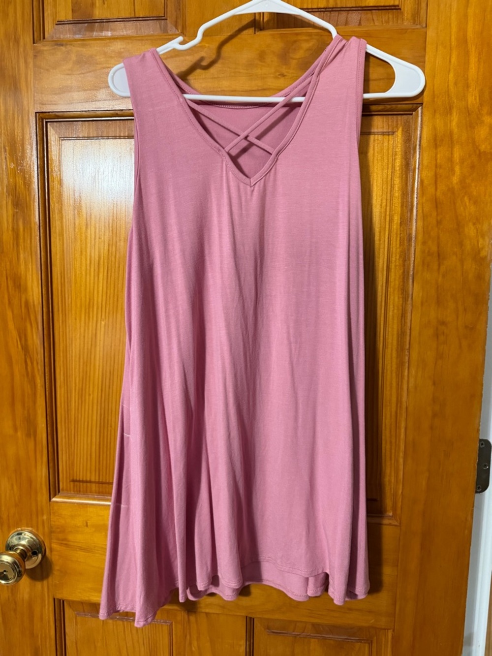 Sleeveless Mauve Swing Tank with Crisscross Back